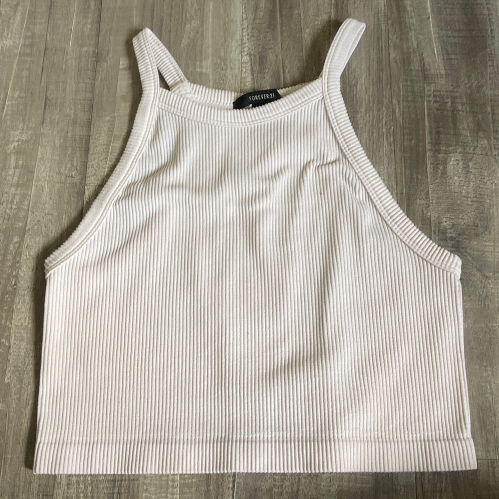 ribbed forever 21 white tank top